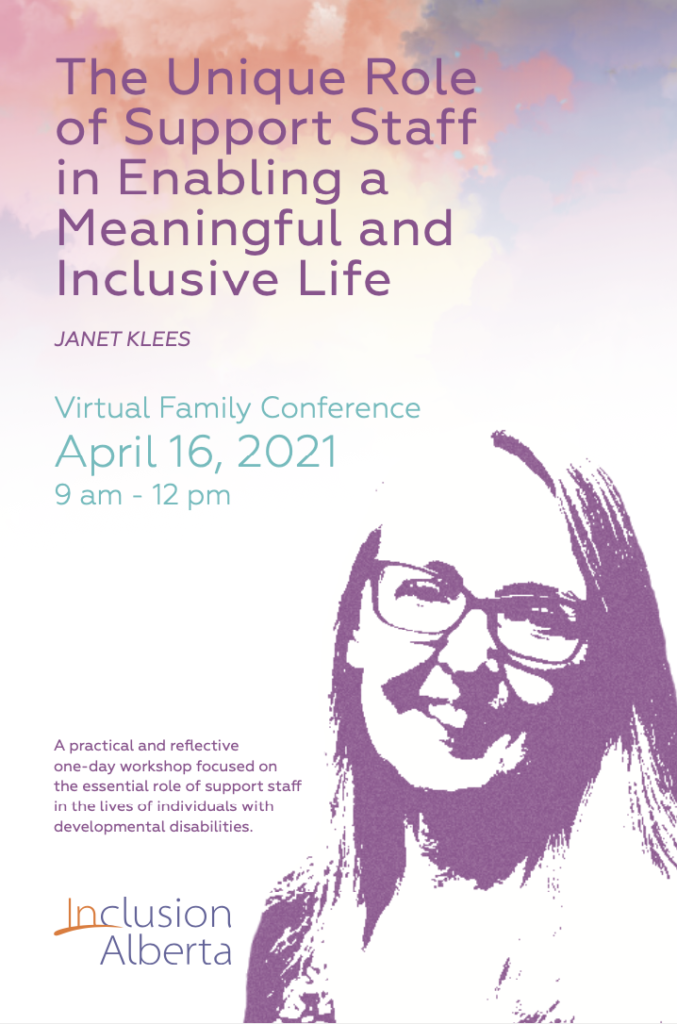 Janet Klees, The Unique Role of Support Staff in Enabling a Meaningful and Inclusive life brochure cover